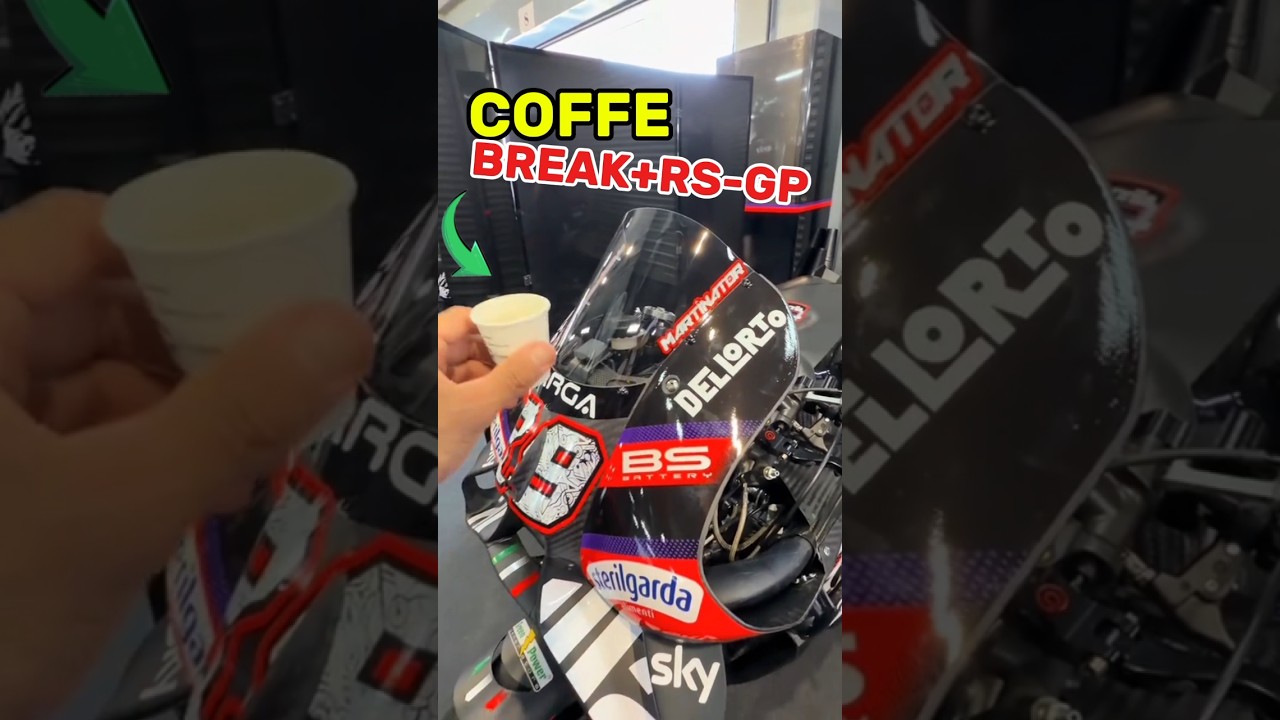 Jorge Martin Drinking Coffee with the Aprilia RS-GP