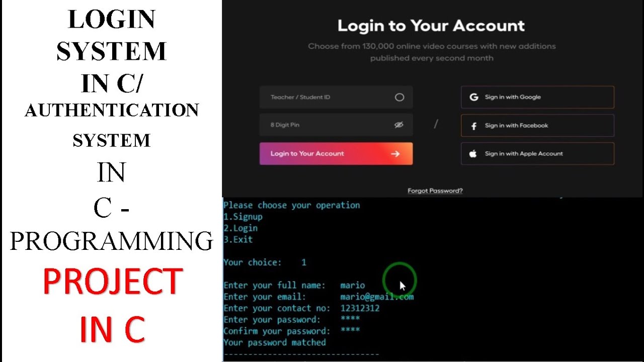 C PROGRAMMING PROJECTS || LOGIN SYSTEM IN C PROGRAMMING