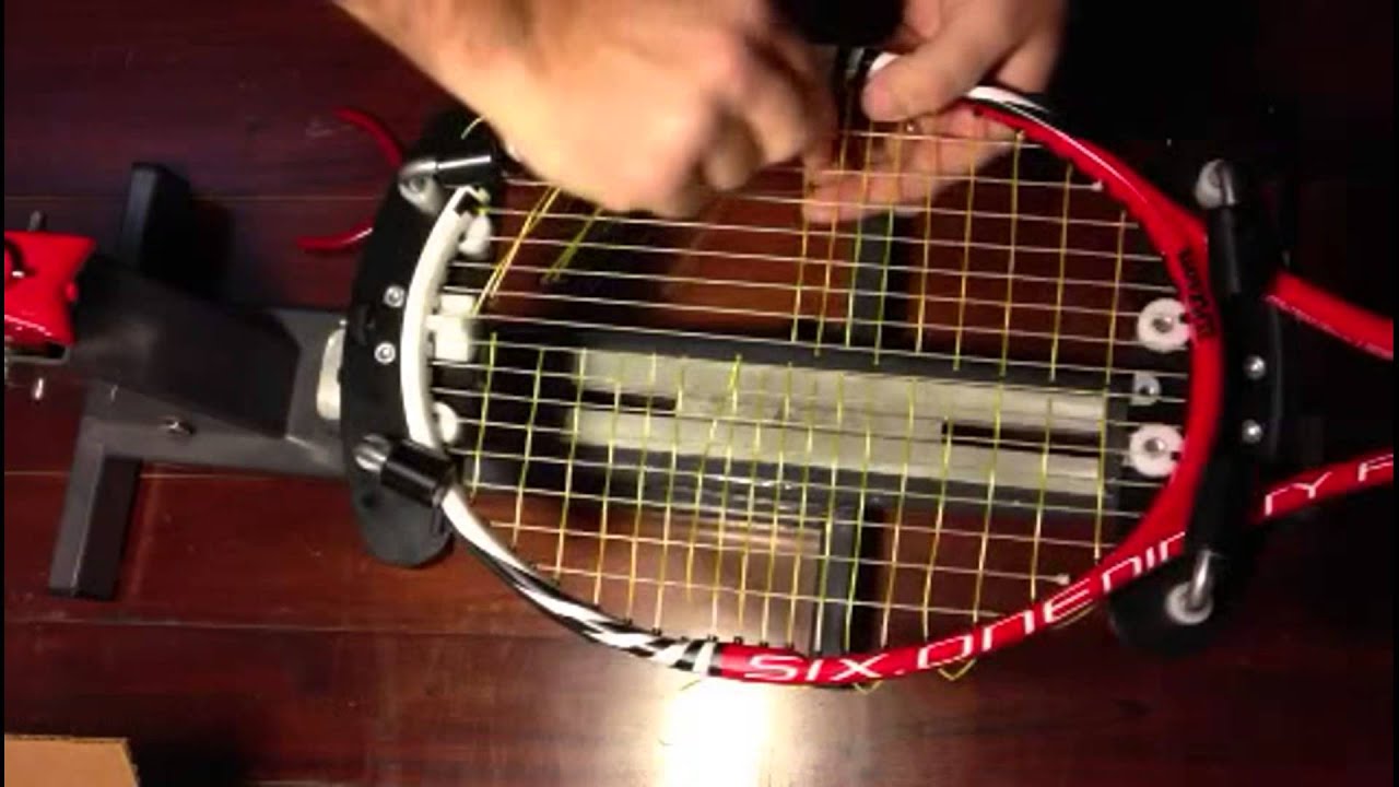 How to replace broken cross tennis string in a hybrid setup - TennisThis.com