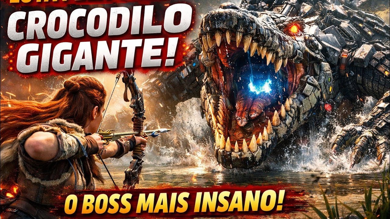 LUTA PELA VIDA! Aloy vs Crocodilo Gigante – O Boss Mais INSANO de Horizon Forbidden West#gaming 