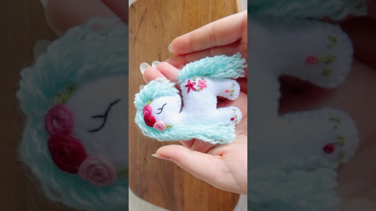 Cute felt pony with embroidery detail 