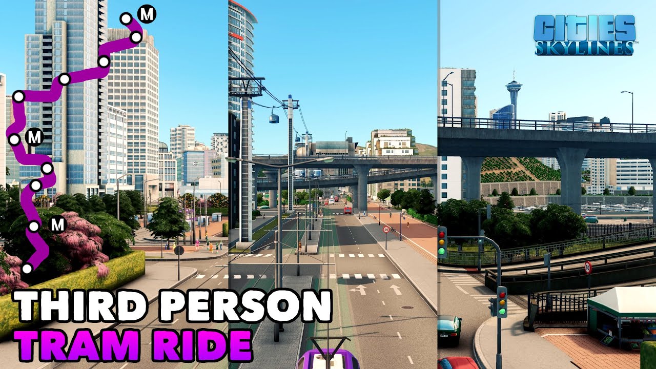 Tram Ride City Tour in my Cities: Skylines Dream Bay City