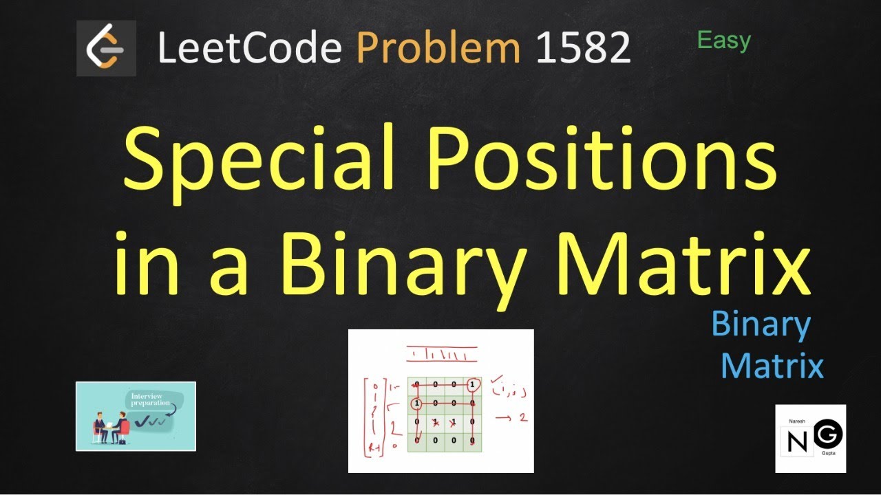 special positions in a binary matrix leetcode | leetcode 1582 | matrix