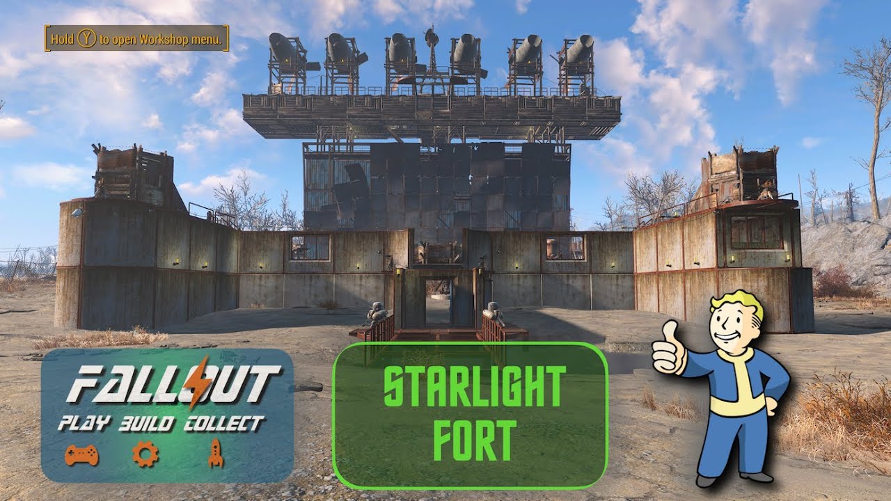 Fallout 4: Экскурсия по поселению Starlight Drive-In без модов. Крепость, дом и многое другое!