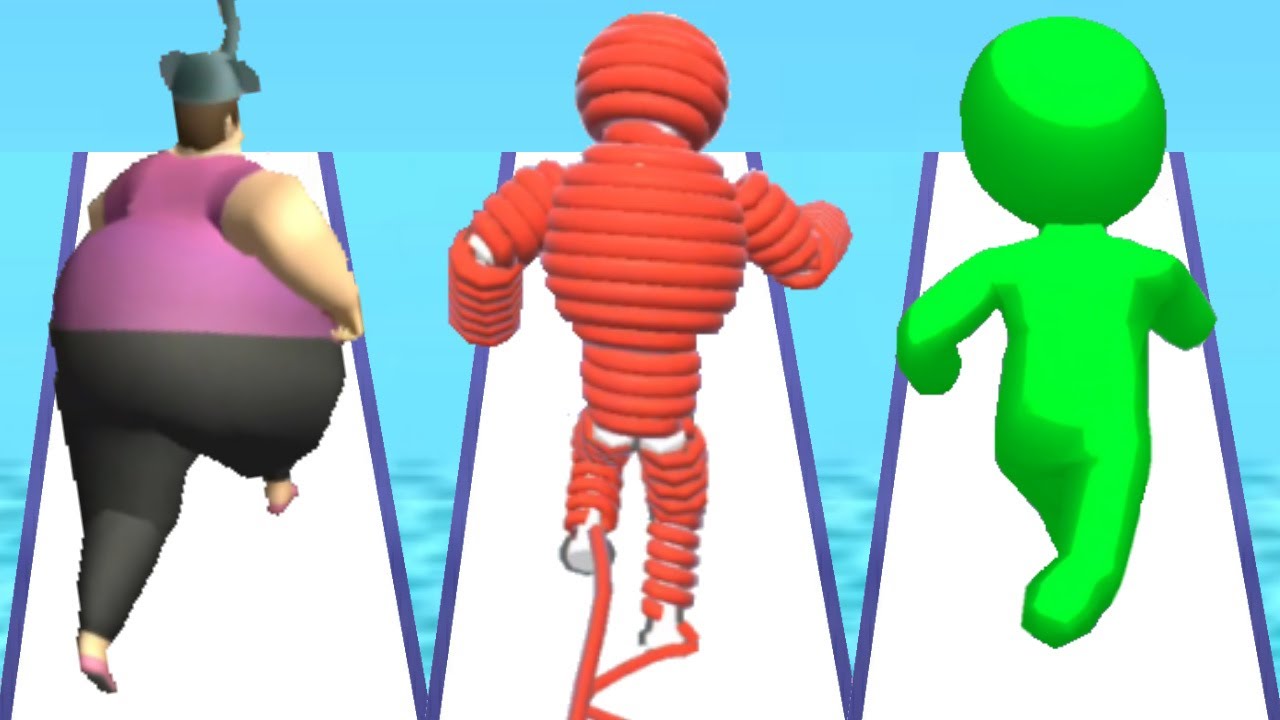 FAT PUSHER vs ROPE-MAN RUN vs COLOR RUN STICKMAN 3D