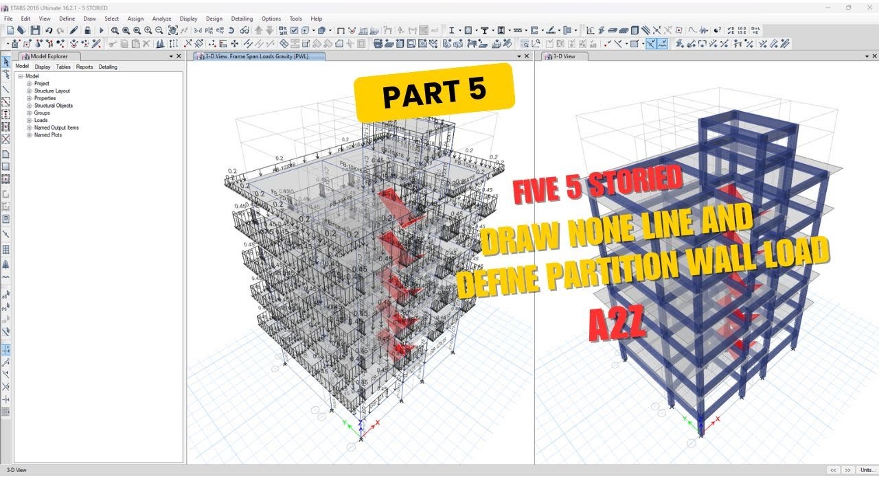 How to Draw None Line & Define Partition Wall Load in Etabs Part-5 l Civil Engineers Academy l