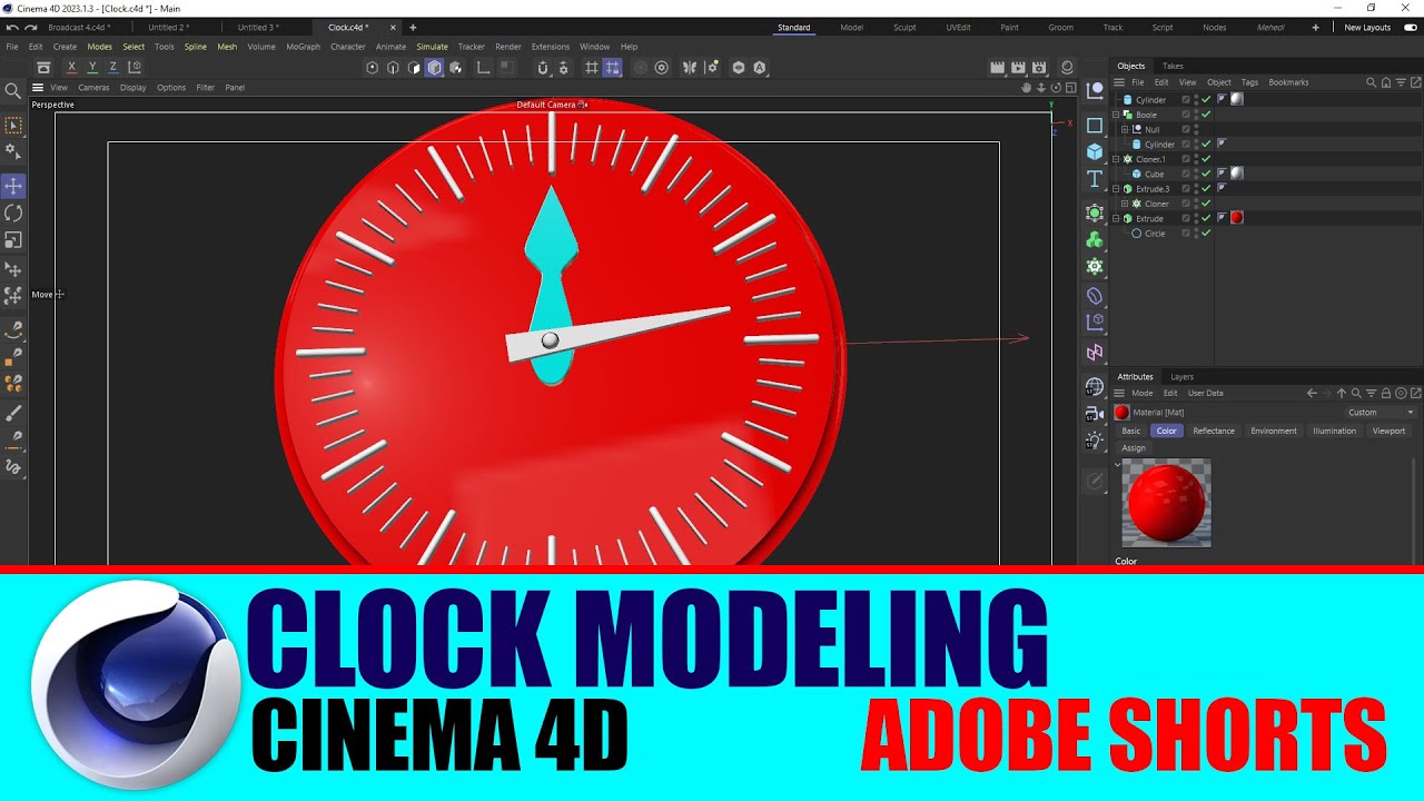 Basic Clock Modeling Cinema 4D || Adobe Shorts