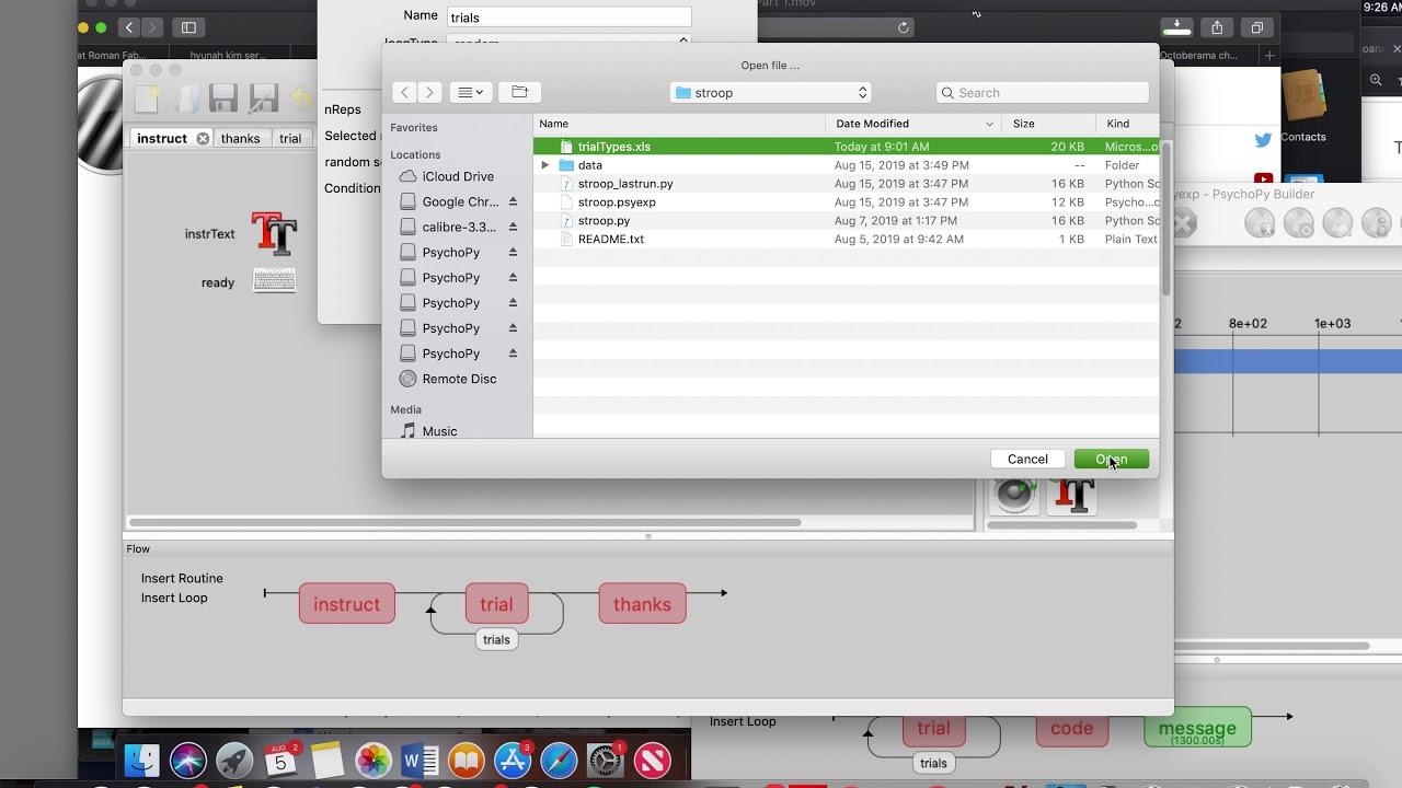 Psychopy Getting the Stroop Demo to Run
