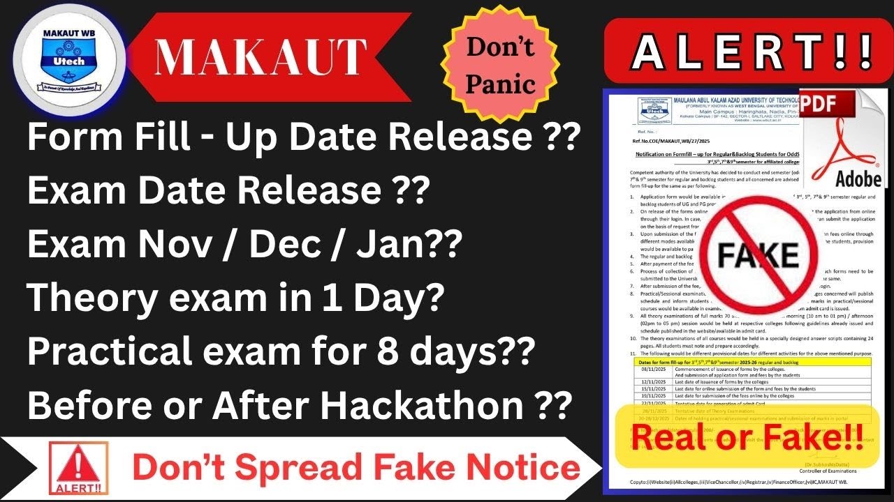 MAKAUT || ODD SEM EXAM FORM FILL-UP & EXAMINATION ANNOUNCEMENT || FAKE OR REAL?? #makaut #oddsem2025
