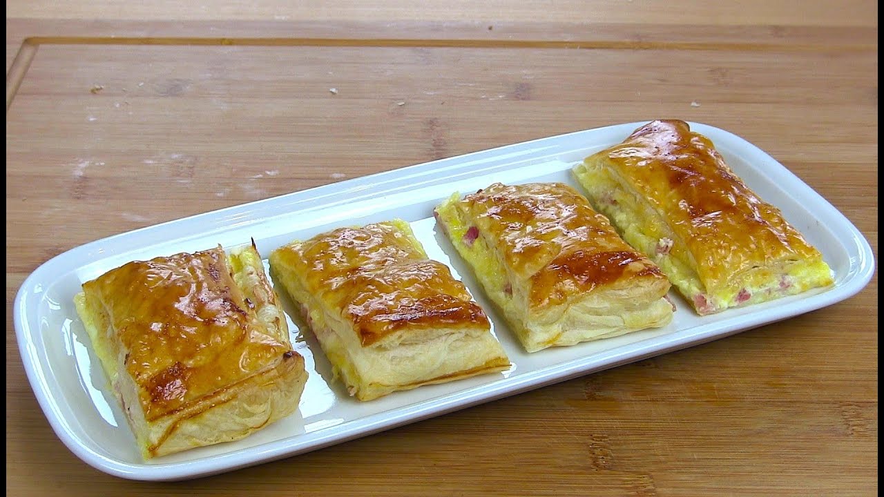 Blätterteigtaschen mit Schinken und Käse Blätterteig Taschen sind in Minuten fertig