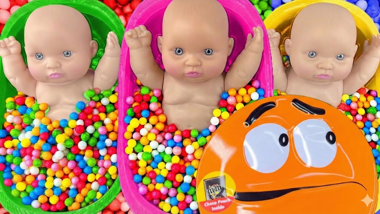 3 Minutes Satisfying with Full of 3 Rainbow BathTubs Candy with M&M's & Magic Slime Cutting Video