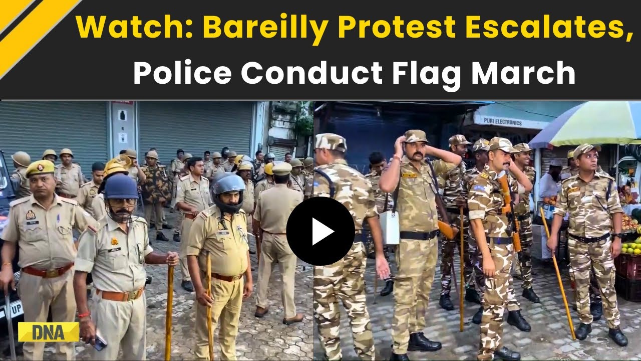 Bareilly News: Bareilly Protest Turns Chaotic, Police Hold Flag March | I Love Muhammad Row