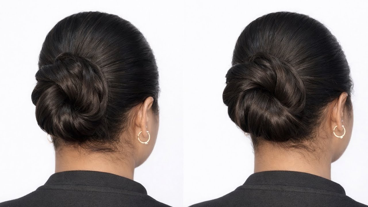 1 Minute Sleek Low Bun Hairstyle 😍 | Simple Everyday Hairstyle For Beautiful Look | Braided Bun