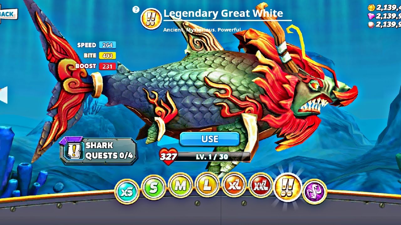 Hungry Shark World New Shark - New Legendary Great White Shark - New Shark Unlock & Gameplay