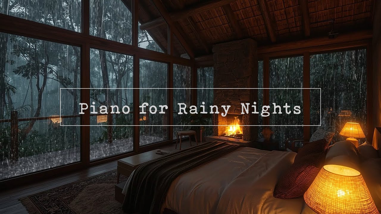 Cozy Cabin Rain, Soft Piano for Sleep