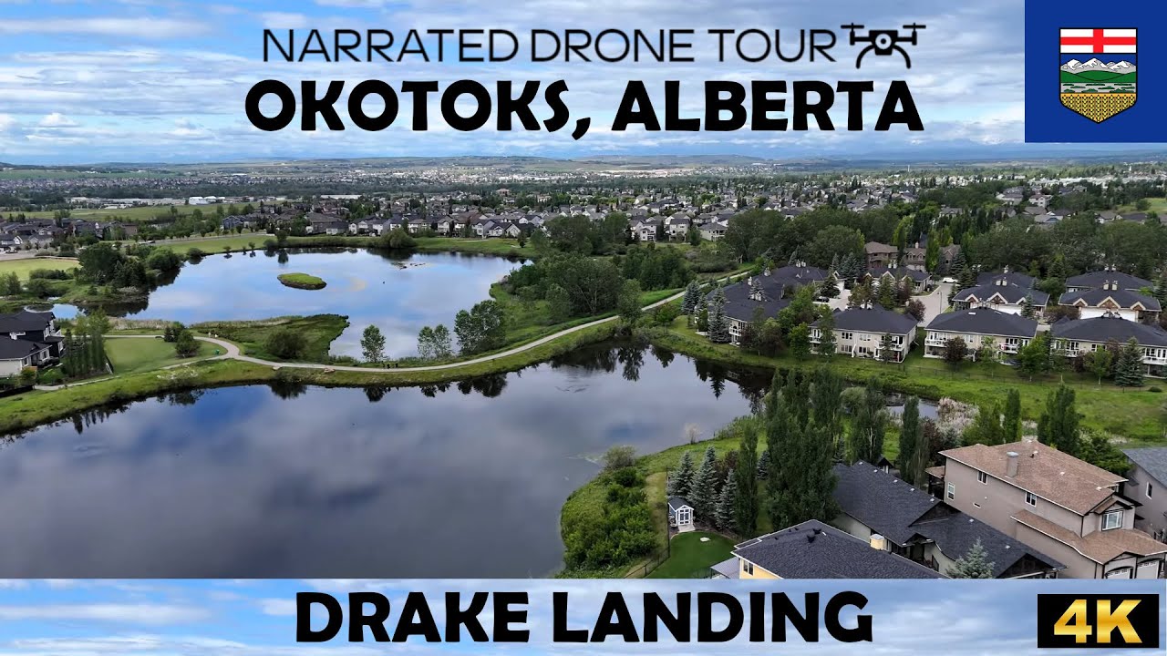 🏘️ Okotoks, Alberta &ndash; Lądowanie Drake'a 🌅 Dron 4K