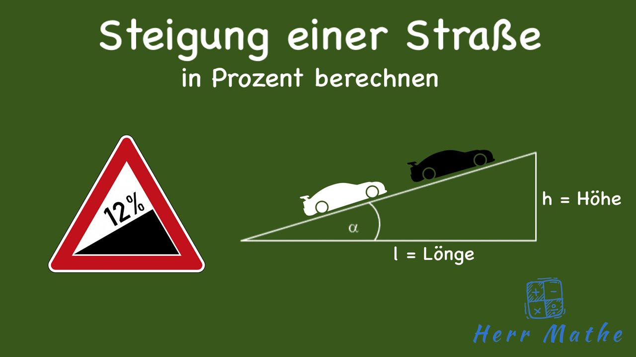 Steigung einer Strasse in Prozent berechnen