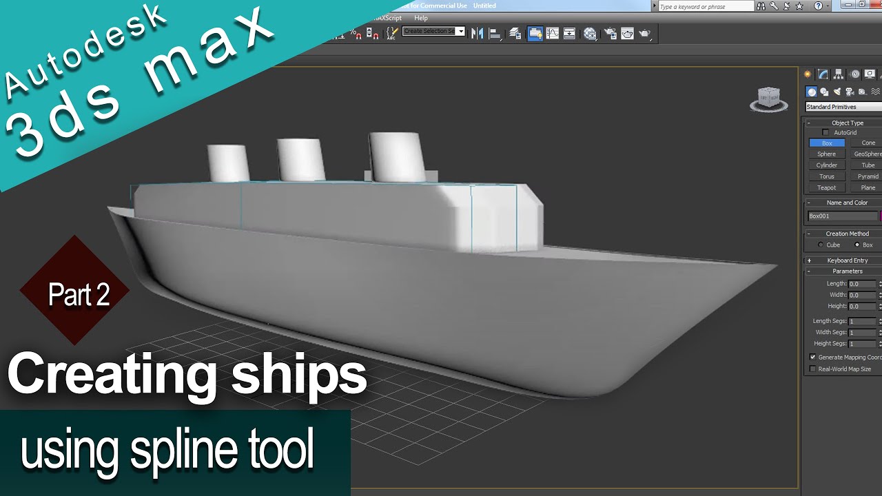 3ds max tutorials: creating basic ships using spline Part: 2