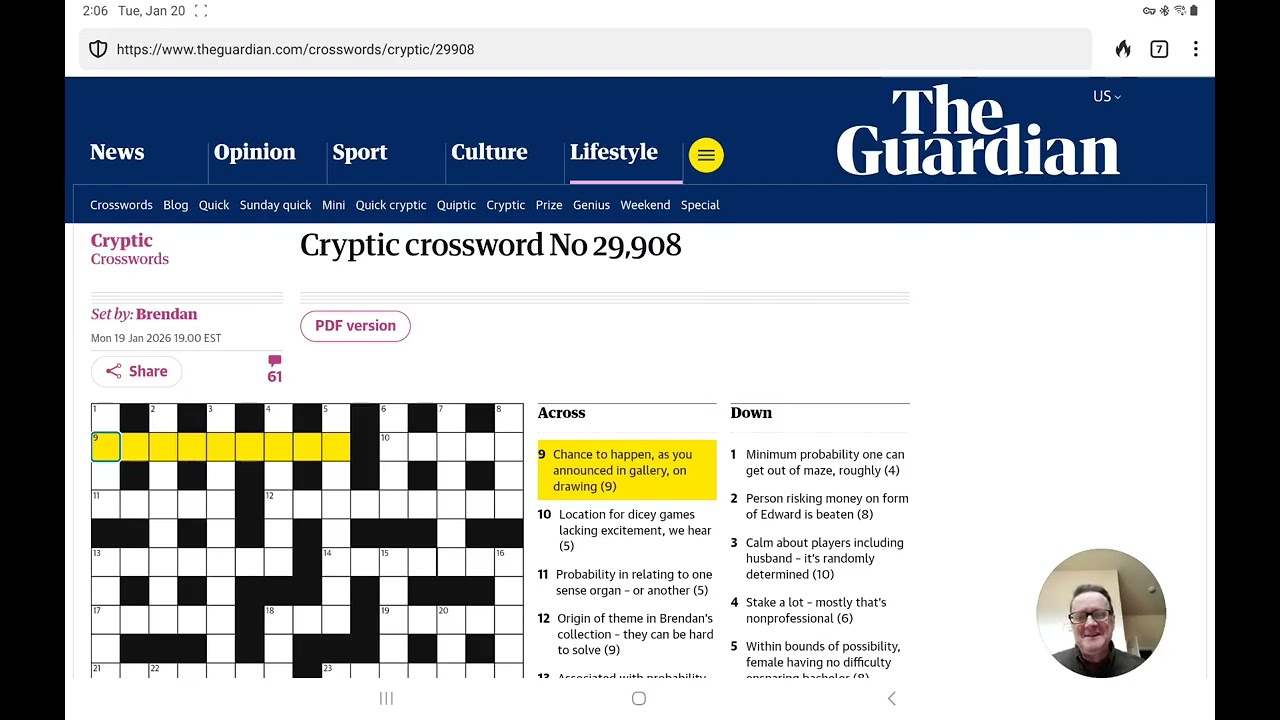 Guardian Cryptic Crossword (Tuesday, 20 January 2026)