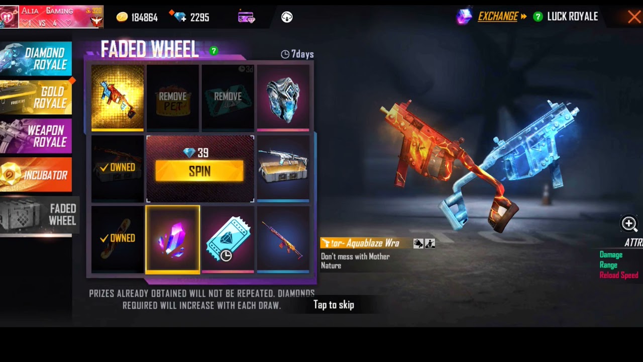 I got New vector gun skin only one spin tricks