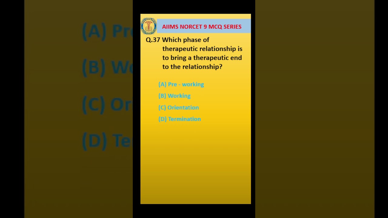 norcet 9 | special mcq for aiims | therapeutic relationship #shorts #nursing #medical