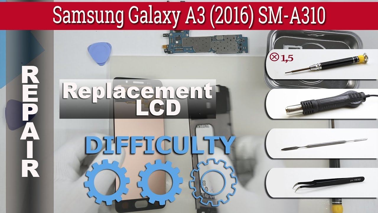 Как заменить 🔧 Дисплей и Тачскрин 📱 Samsung Galaxy A3 (2016) SM-A310