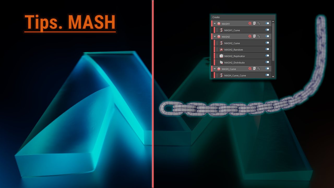Maya (Tips). MASH. Основы. Меш и кривая
