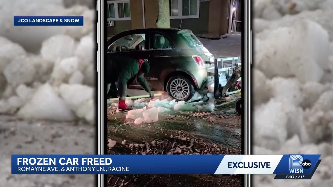 Frozen car in Racine freed thanks to Good Samaritans, source of water remains unknown