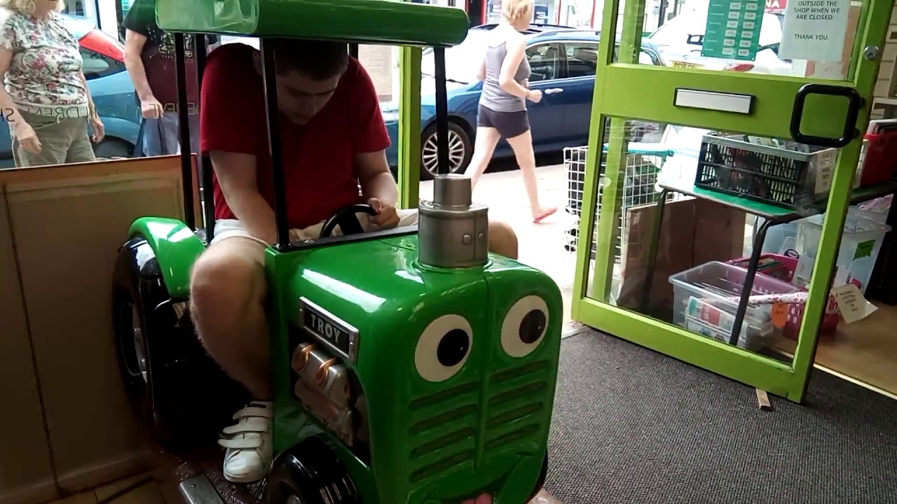 Green Troy The Tractor Kiddie Coin Operated Ride
