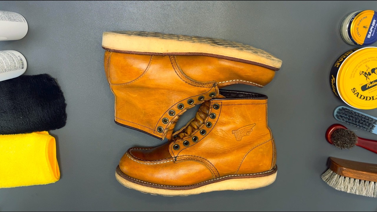 Shoe Care ASMR #31 | Red Wing 875 | Saddle Soap • Cream • Buff • Shine (No Talking)