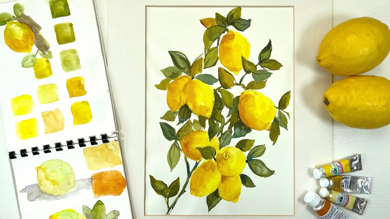 Paint a Stunning Lemon Tree Branch - Real-Time Watercolor Tutorial - How to Master Layering Colors