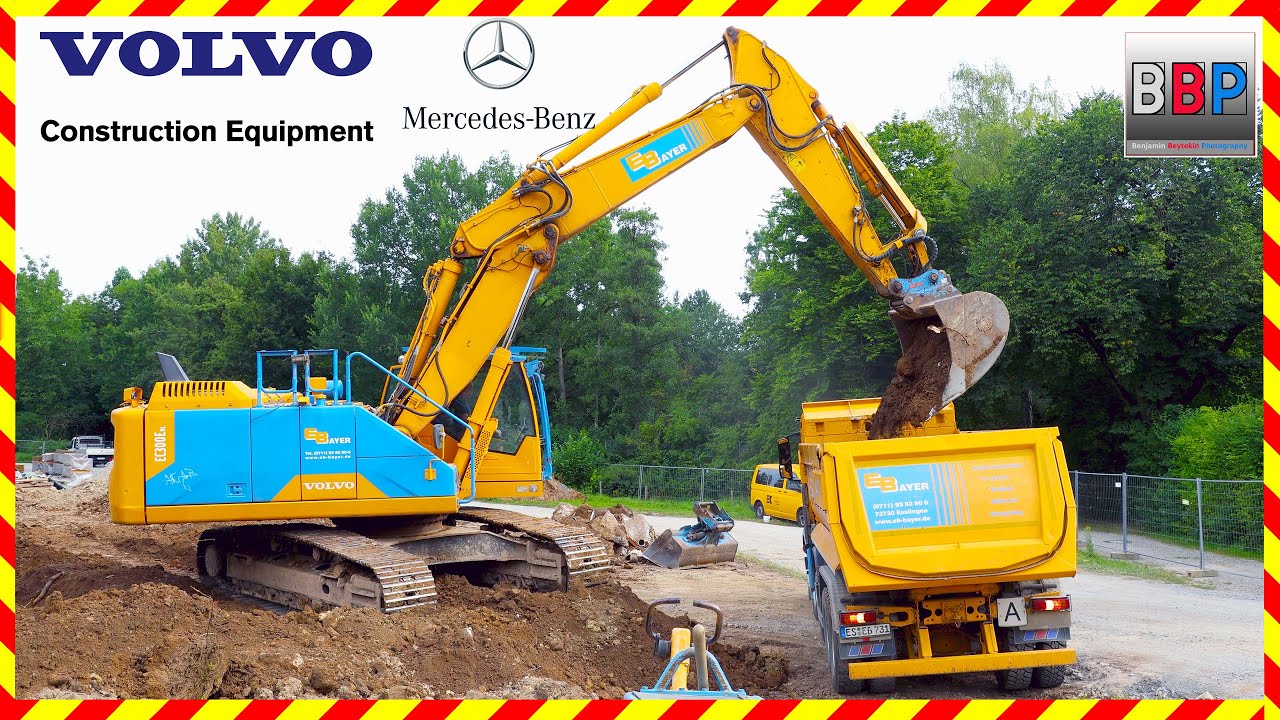 Volvo EC300E & Mercedes Kipper, Waiblingen, 2024. #volvoexcavator  #mercedestrucks