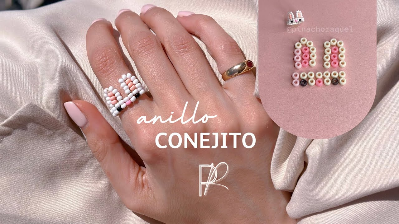 🐰|  ANILLO CONEJITO. Tutorial con abalorios grandes para que aprendas la técnica fácil y rápido ✨