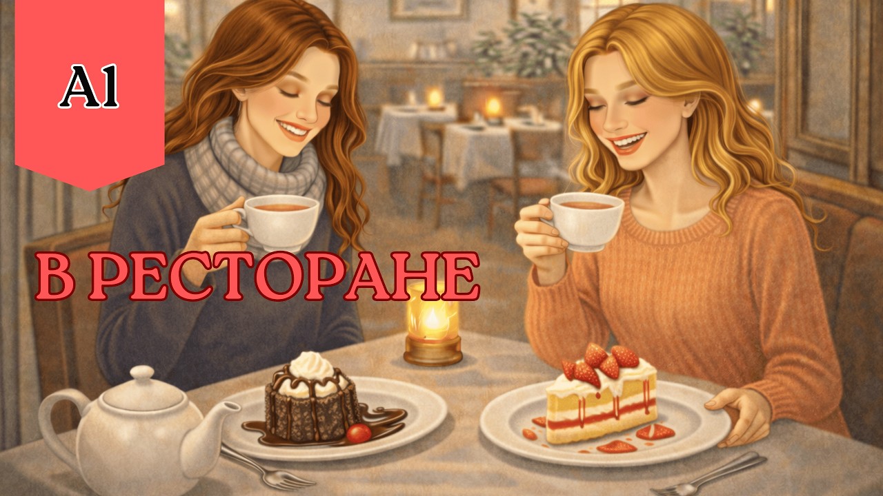 Easy Russian Story for Beginners (A1)|At the restaurant #russianlanguage  #learnrussian