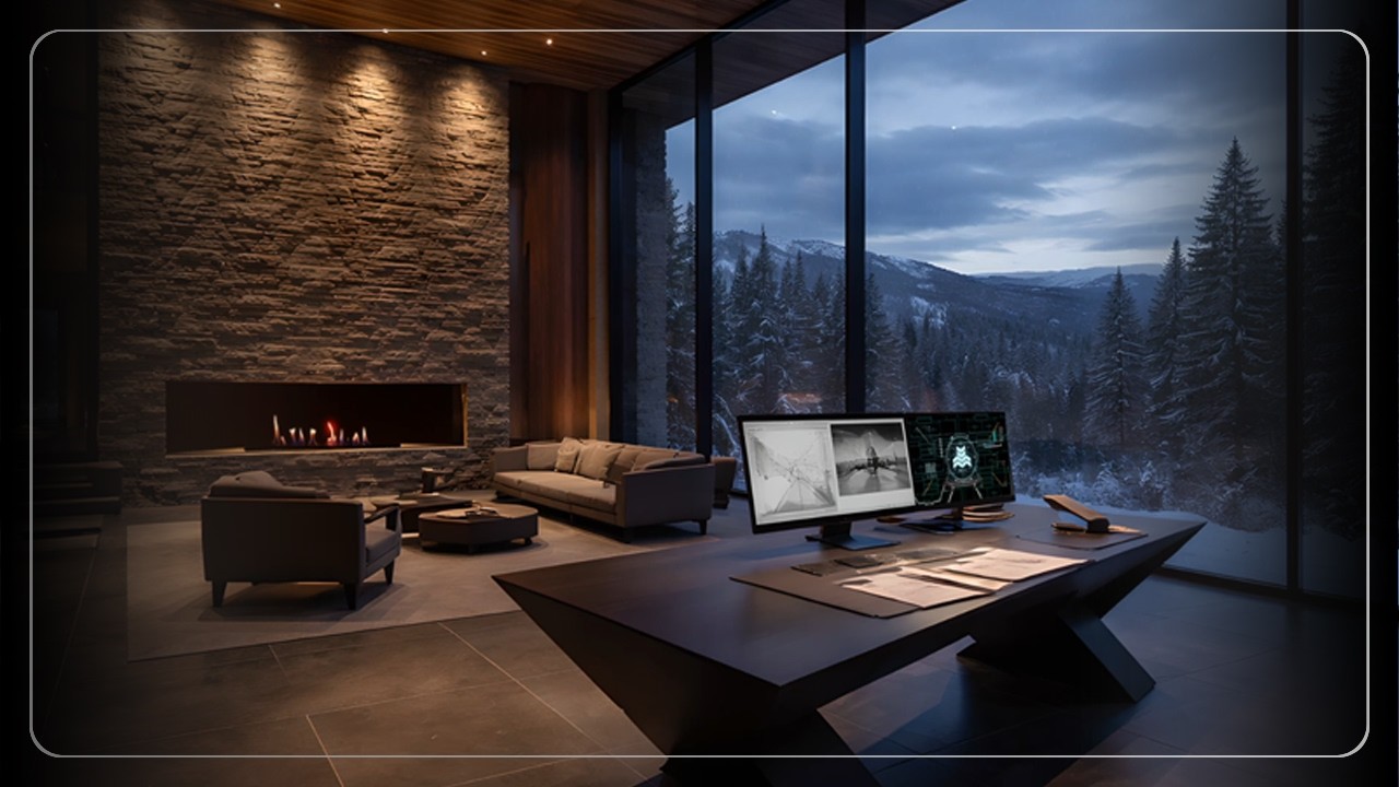 Designing in a Winter Cabin | Layered Brown Noise, HVAC & Fire Ambience for Deep Focus
