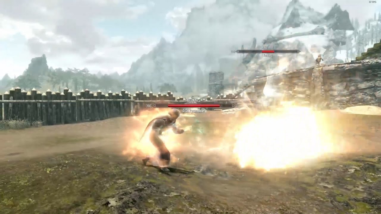 Skyrim Battles - Arch Pyromancer vs. Giant, Dragon Priest, Karstaag, and more