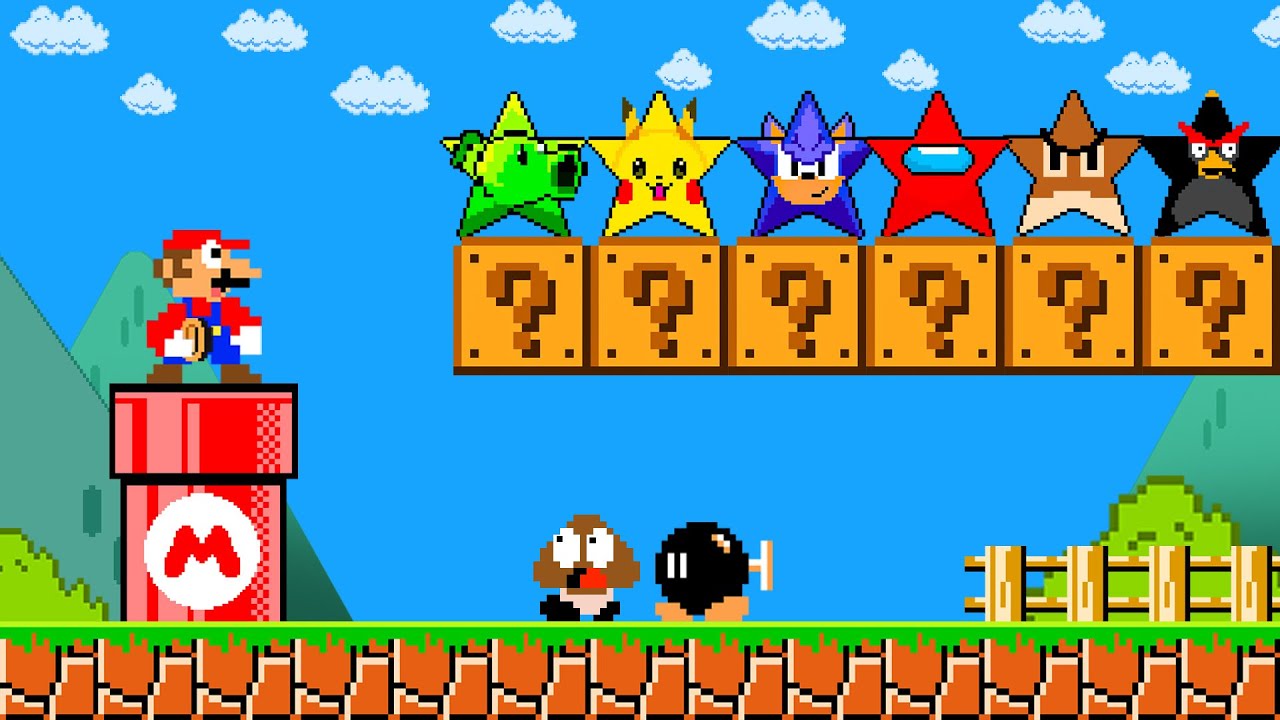 Super Mario Bros. But Mario Can Buy More Custom Star Characters in All Games | PixSaga Mario