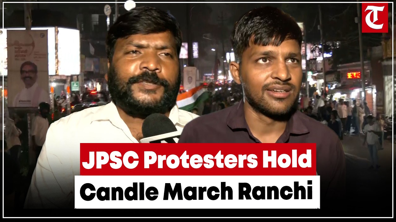 JPSC Exam Scam Protest Continues in Ranchi as Protesters Hold Candle March at Jaipal Munda Stadium