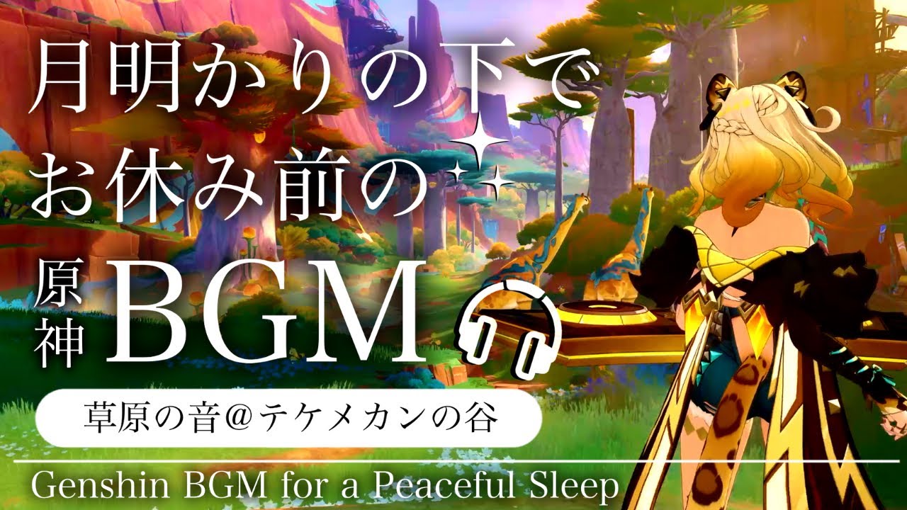 🎧️原神ASMR／睡眠用BGM🌙シロネンと草原の音。@テケメカンの谷｜リラックス・安眠・作業用