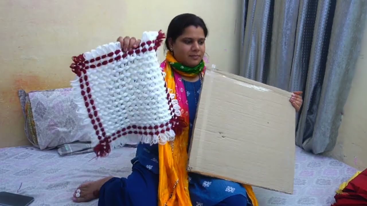 बिना फ्रेम के कार्ड बोर्ड की सहायता से टेबल मैट बनाने का तरीका | 