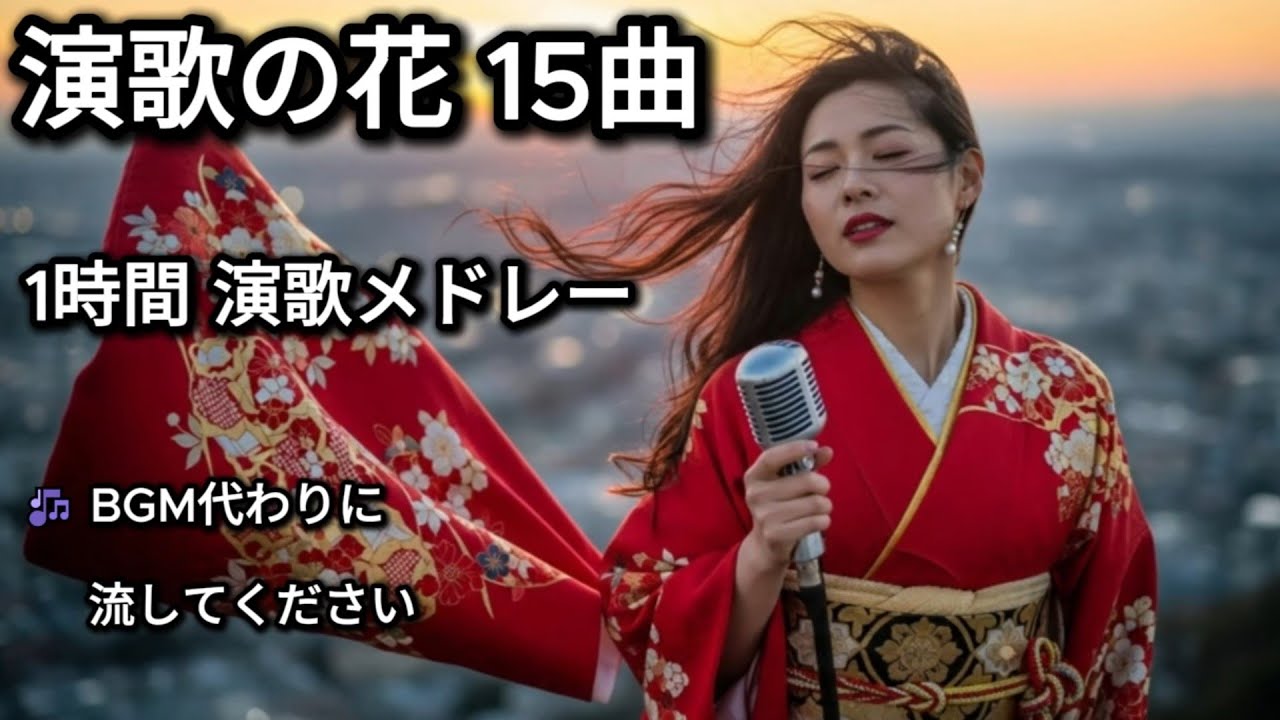 演歌の花｜心に響く15曲メドレー｜癒しの1時間BGM【昭和の名曲セレクション】