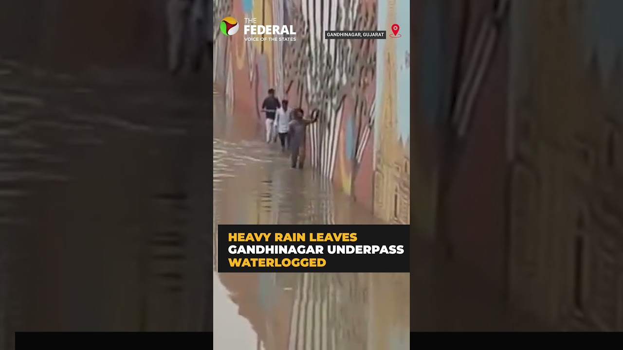Heavy Rain Leaves Gandhinagar Underpass Waterlogged, Vehicles Stalled
