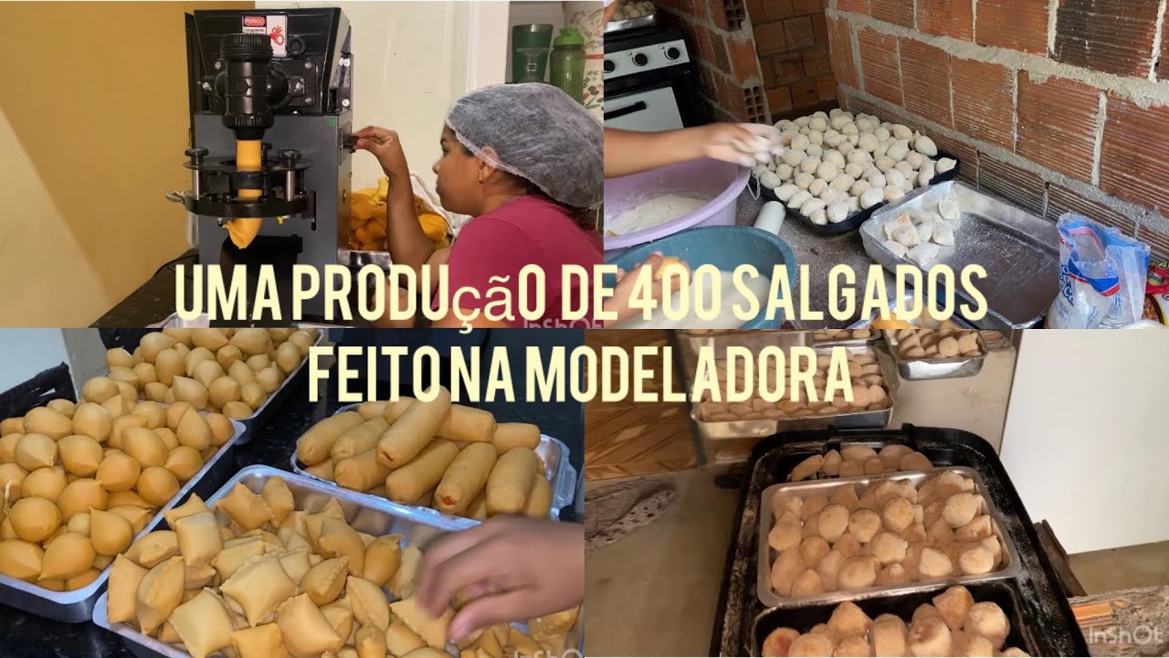 UMA PRODUÇÃO DE 400 SALGADOS FEITOS NA MODELADORA DA COMPACTA PRINT 