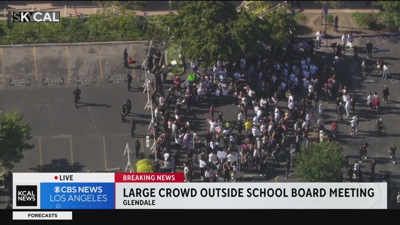 Large crowd outside Glendale school board meeting