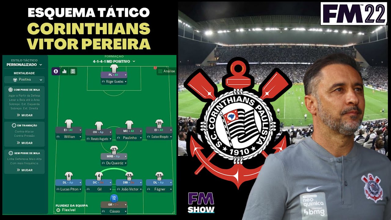 Esquema tático do CORINTHIANS de VITOR PEREIRA | Football Manager (FM 2022)