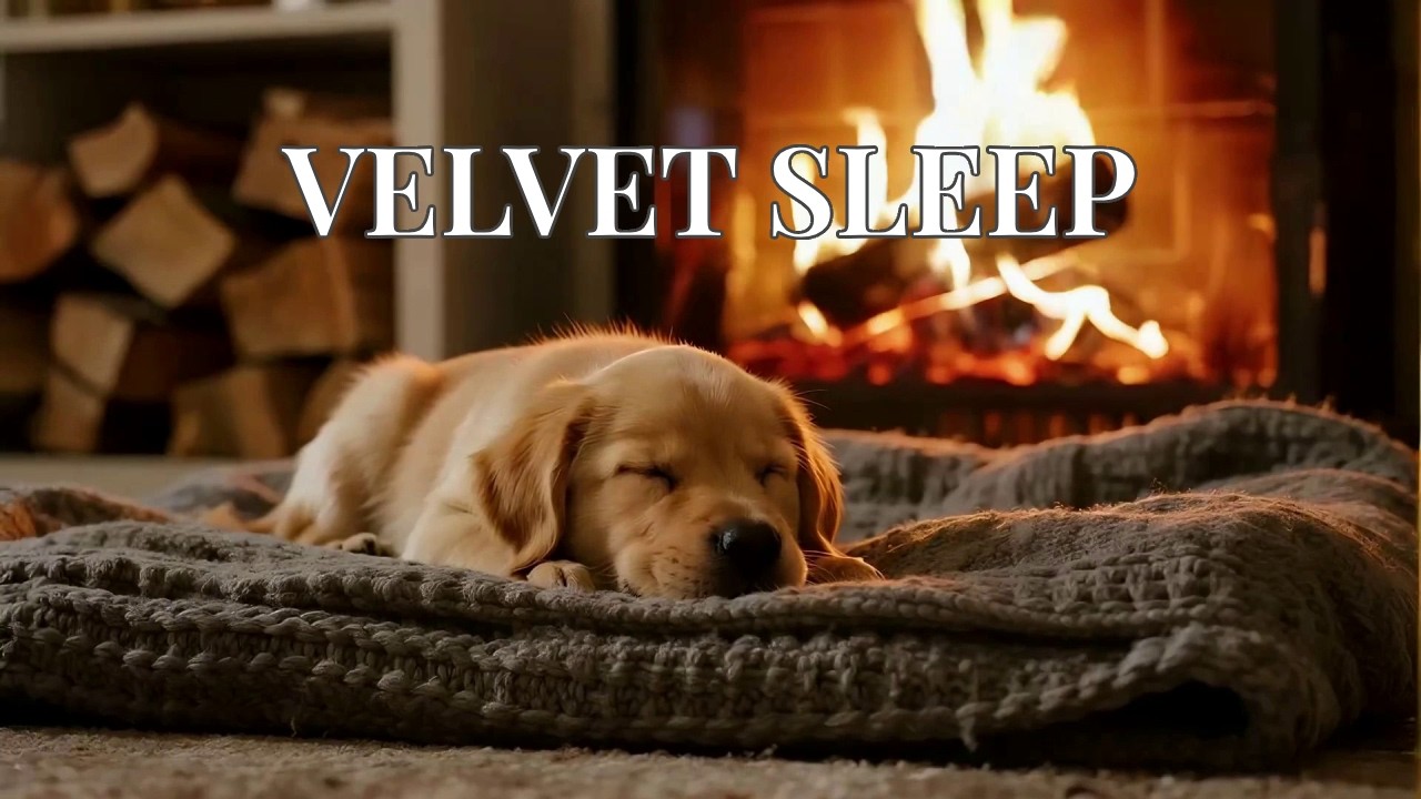 🔴 12 Hours Velvet Heart Bliss: Deep Red Fireplace Ambience & Puppy Music for Mental Renewal HD ❤️