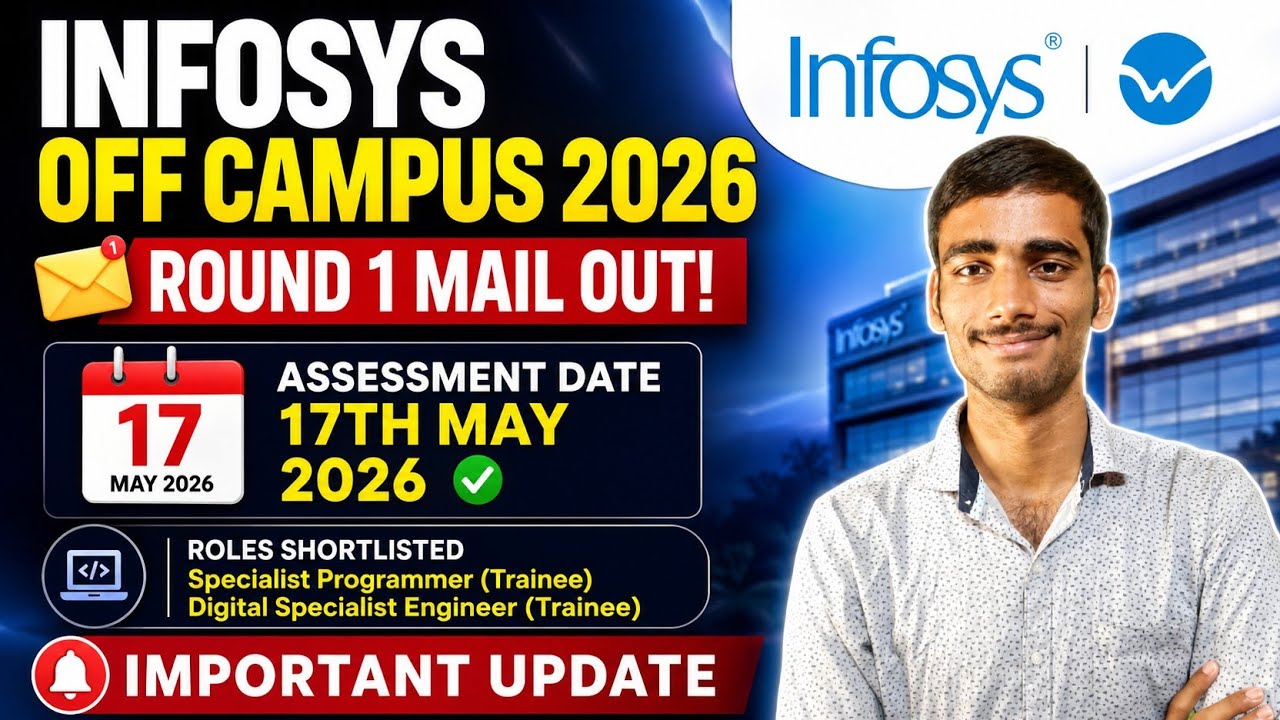 Infosys Off Campus 2026 Round 1 Mail Out | Assessment Date Announced 🔥