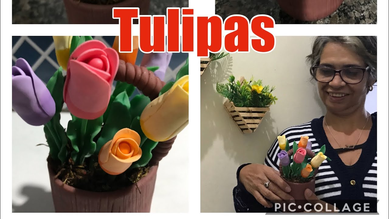 Tulipas no vaso em biscuit