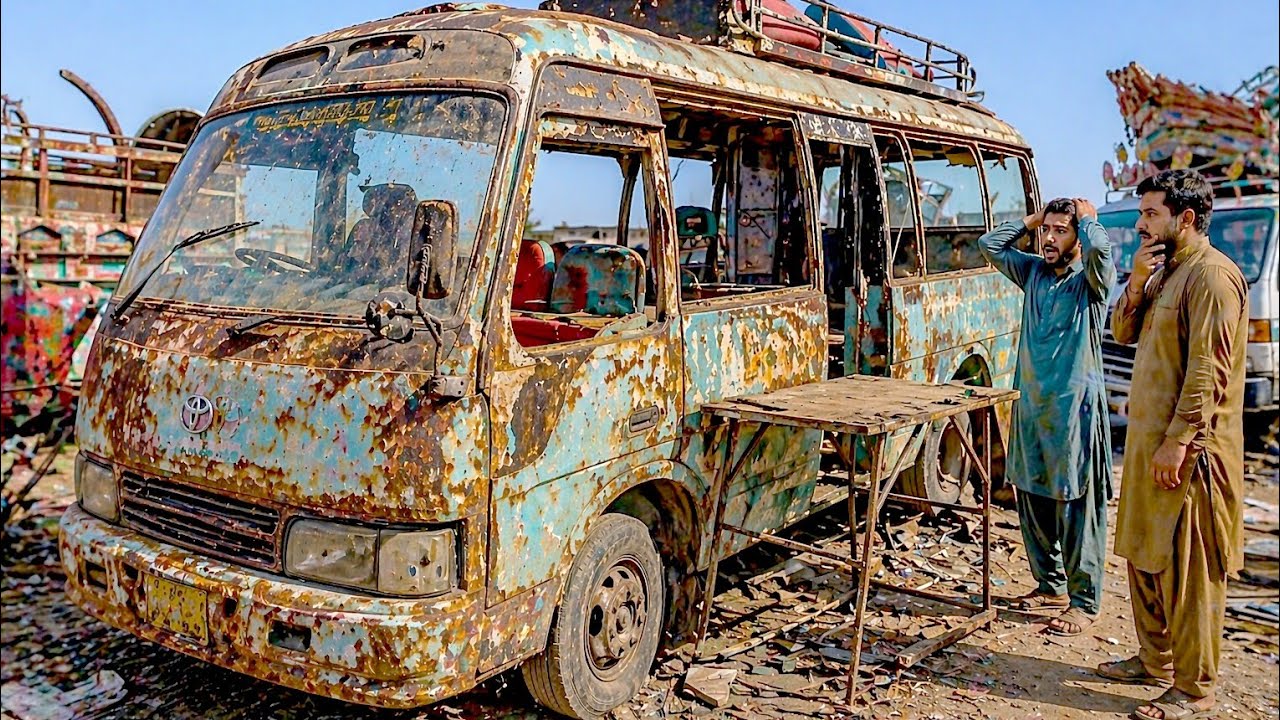 50-Year-Old Scrap School Bus Restoration | Pakistani Local Workshop Mastery