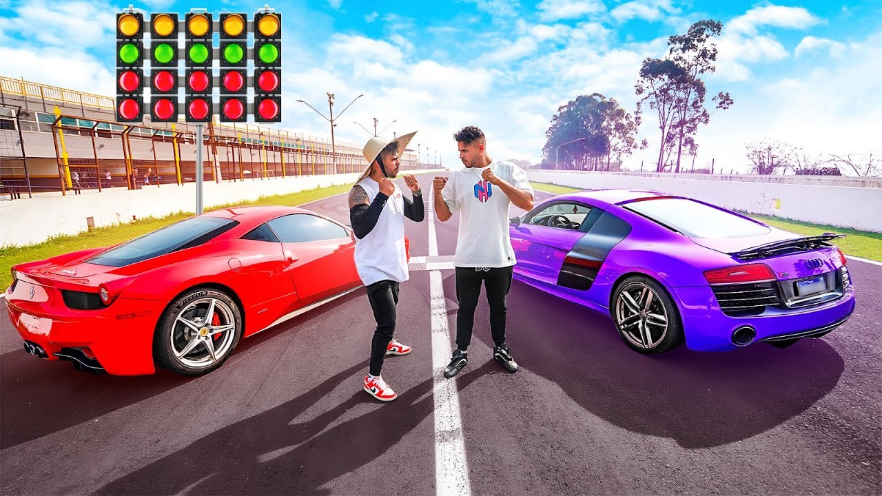 Agora é pra valer  * FERRARI 458 VS MEU R8 V10 *